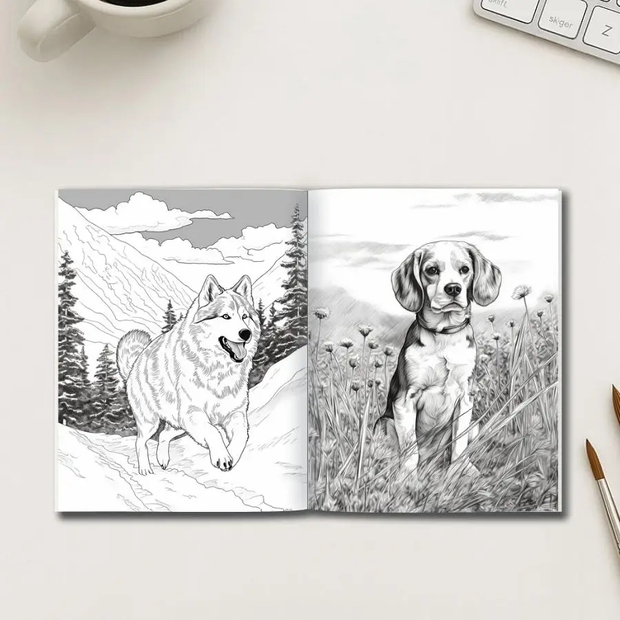Loyal Companions – 25 Realistic Dog Coloring Pages - Image 2