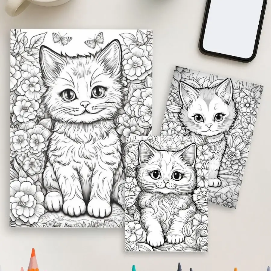 Whisker World – 105 Cat Coloring Pages - Image 2