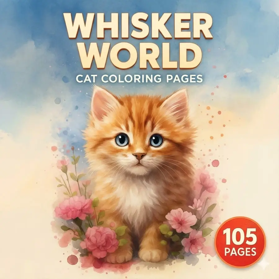 Whisker World – 105 Cat Coloring Pages